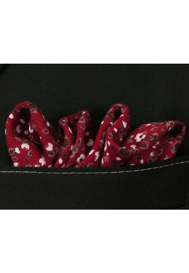 Czerwona Bawełniana Męska Poszetka -EM Men's Accessories- w Drobne Kwiatki. Kolor: czerwony. Materiał: bawełna. Wzór: kwiaty