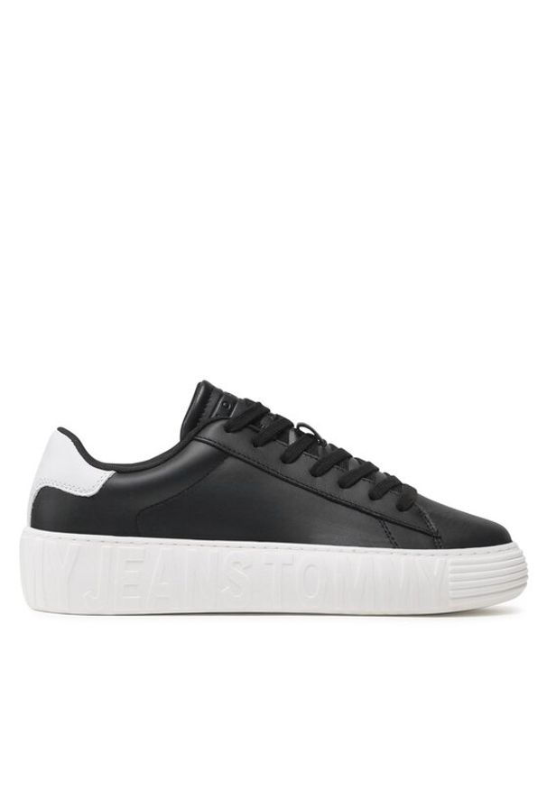 Tommy Jeans Sneakersy Leather Outsole EM0EM01159 Czarny. Kolor: czarny. Materiał: skóra