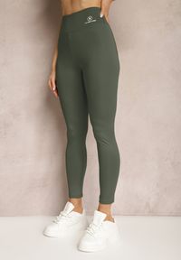 Renee - Ciemnozielone Legginsy High Waist z Gumką w Pasie Cloen. Okazja: na co dzień. Stan: podwyższony. Kolor: zielony. Styl: elegancki, casual