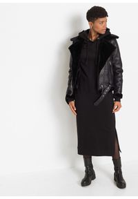 bonprix - Sukienka dresowa midi. Kolor: czarny. Materiał: dresówka. Długość: midi #1