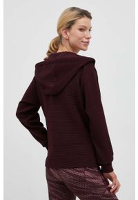 DKNY - Dkny bluza damska kolor bordowy z kapturem gładka. Typ kołnierza: kaptur. Kolor: czerwony. Materiał: poliester. Wzór: gładki #4