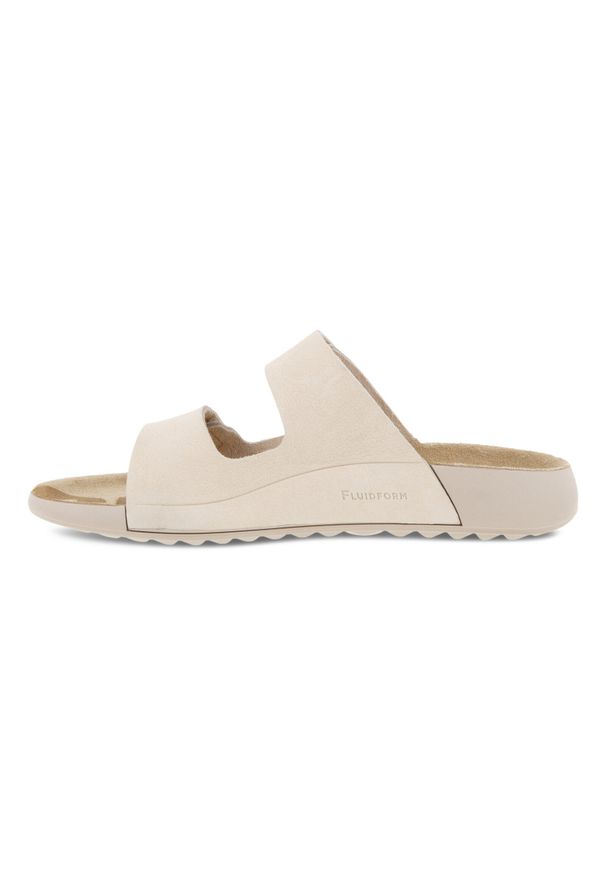 ecco - Klapki damskie Ecco Cozmo Flat Limestone. Kolor: biały. Materiał: skóra. Sport: turystyka piesza