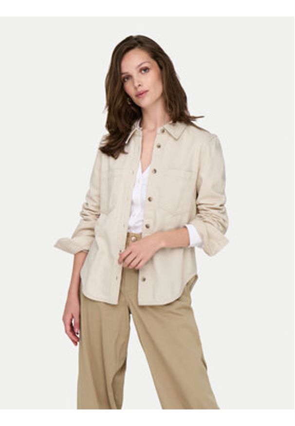 only - ONLY Koszula jeansowa Silla 15338783 Écru Slim Fit. Materiał: bawełna