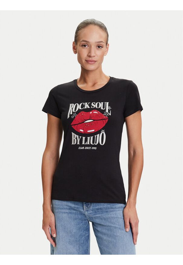 Liu Jo T-Shirt UF5265 JS923 Czarny Regular Fit. Kolor: czarny. Materiał: bawełna