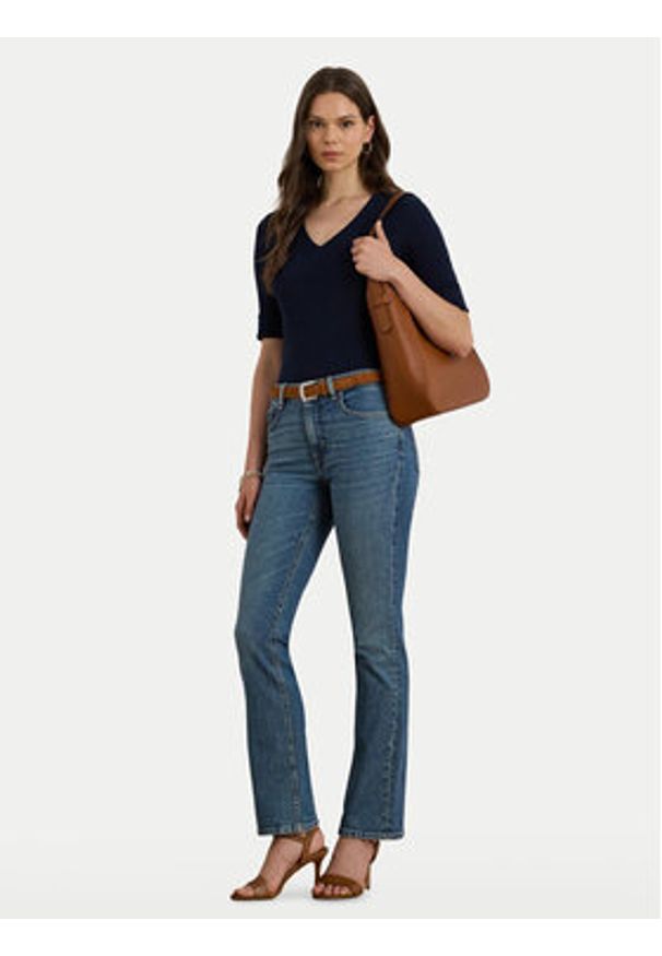 Lauren Ralph Lauren - LAUREN RALPH LAUREN Bluzka 200815843010 Granatowy Slim Fit. Kolor: niebieski. Materiał: bawełna