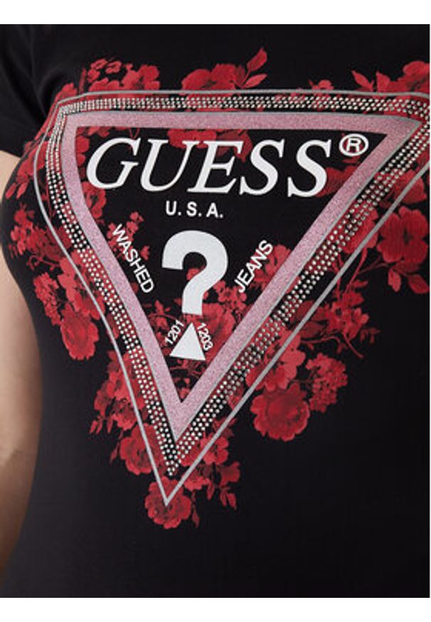 Guess T-Shirt W6RI23 J1314 Czarny Regular Fit. Kolor: czarny. Materiał: bawełna