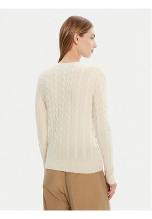 Polo Ralph Lauren Sweter 211971866001 Écru Slim Fit. Typ kołnierza: polo. Kolor: kremowy. Materiał: wełna