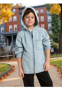 Sinsay - Kurtka jeansowa zapinana na zamek - niebieski. Kolor: niebieski. Materiał: jeans #1