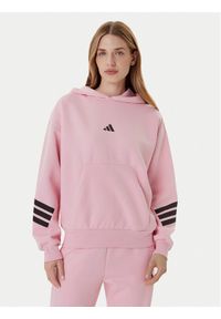 Adidas - adidas Bluza Future Icons 3-Stripes JE0183 Różowy Loose Fit. Kolor: różowy. Materiał: bawełna