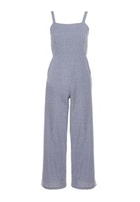 Born2be - Jasnoniebieski Kombinezon Aereira. Okazja: na co dzień, na imprezę. Kolor: niebieski. Długość rękawa: na ramiączkach. Długość: długie. Wzór: aplikacja, kropki. Sezon: lato. Styl: casual #4