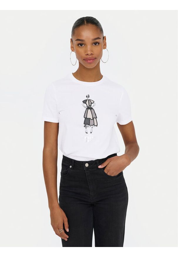 only - ONLY T-Shirt Emma 15329752 Biały Regular Fit. Kolor: biały. Materiał: bawełna
