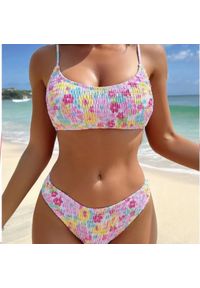 Intica - Bikini prążkowane elastyczne na lato plażowe Verona. Kolor: wielokolorowy. Materiał: prążkowany. Wzór: prążki #2