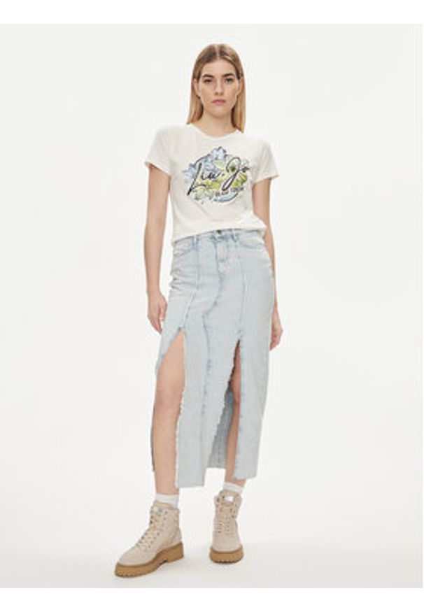 Liu Jo Sport T-Shirt TA4202 JS003 Écru Regular Fit. Materiał: bawełna. Styl: sportowy