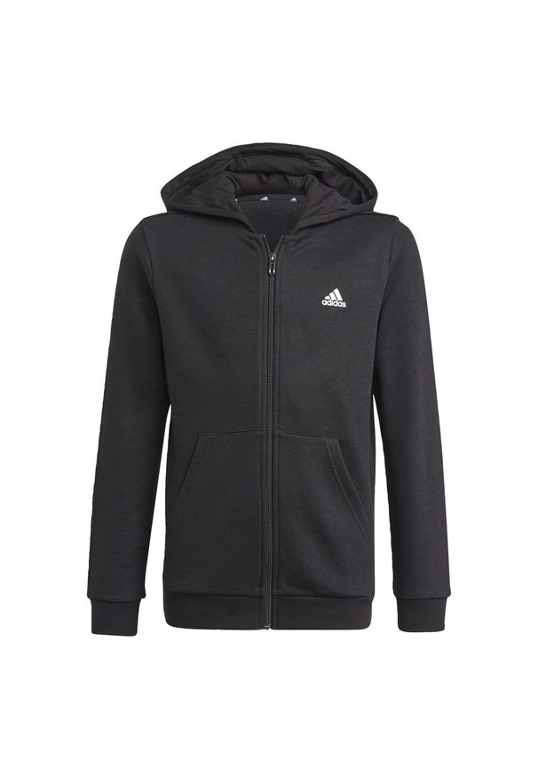 Adidas - Bluza dziecięca z kapturem na zamek błyskawiczny adidas Essentials. Typ kołnierza: kaptur. Kolor: wielokolorowy, czarny, biały. Sezon: zima