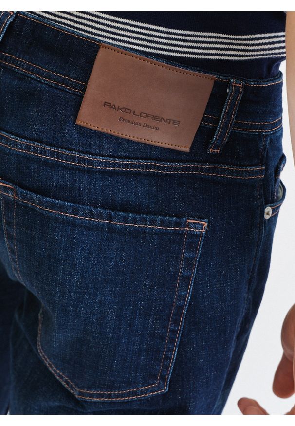 Pako Lorente - PAKO LORENTE – Granatowe spodnie męskie jeansowe. Okazja: na co dzień. Kolor: niebieski. Materiał: jeans. Długość: długie. Styl: casual