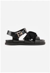 Renee - Czarne Boho Sandały VICES z Ozdobnymi Koralikami i Frędzlami Eluthera. Zapięcie: klamry. Kolor: czarny. Sezon: lato. Styl: boho #2