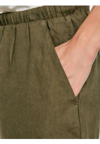 Big-Star - Spodnie damskie wide lniane khaki Medisa 303. Okazja: na spacer. Kolor: zielony. Materiał: len. Sezon: lato. Styl: wakacyjny, wizytowy #4