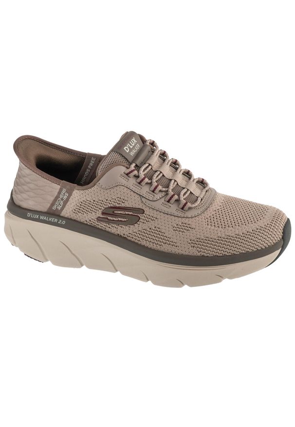 skechers - Buty sportowe Sneakersy męskie, Slip-ins: D'Lux Walker 2.0 - Rezinate. Kolor: beżowy. Sport: turystyka piesza