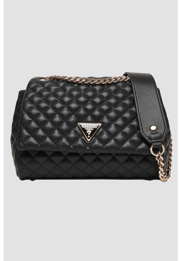 Guess - GUESS Czarna kopertówka damska Everlee Convertible. Kolor: czarny. Materiał: skórzane. Styl: casual, elegancki