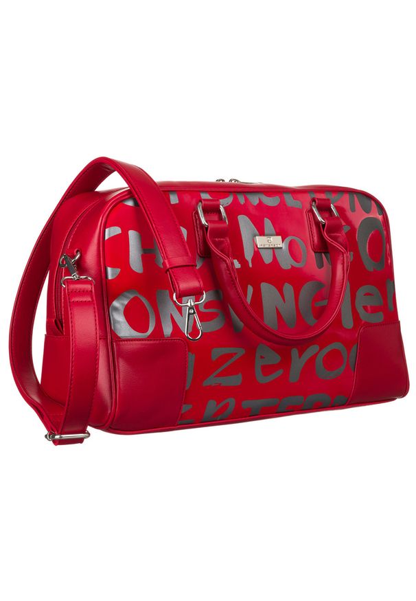 Duża listonoszka czerwona Peterson [DH] Torba PU PTN CP204450 Red. Kolor: czerwony. Wzór: aplikacja, napisy. Materiał: skórzane. Styl: elegancki