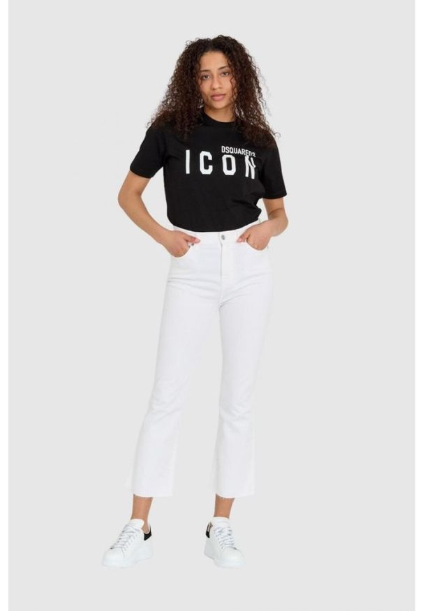 7 FOR ALL MANKIND Białe jeansy damskie z poszerzoną surowo zakończoną nogawką HW Slim Kick, Rozmiar 26. Kolor: biały