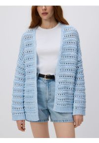 Reserved - Kardigan z bawełną - jasnoniebieski. Kolor: niebieski. Materiał: bawełna