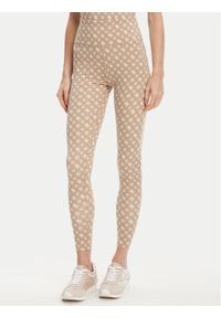 Guess Legginsy V5YB18 MC03W Beżowy Slim Fit. Kolor: beżowy. Materiał: syntetyk