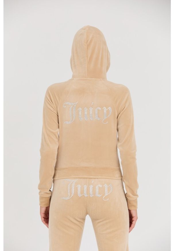 Juicy Couture - JUICY COUTURE Beżowa bluza Madison Hoodie. Kolor: beżowy