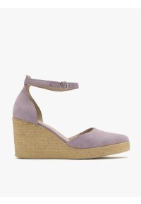 Ryłko - Liliowe dwuczęściowe czółenka na platformie. Nosek buta: okrągły. Kolor: fioletowy. Materiał: skóra, welur. Szerokość cholewki: normalna #1