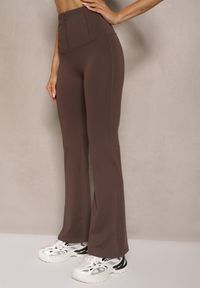 Renee - Brązowe Spodnie Dzwony High Waist Odavia. Okazja: na co dzień. Stan: podwyższony. Kolor: brązowy. Styl: casual, elegancki