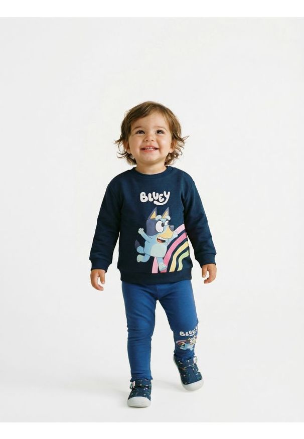 Sinsay - Bawełniane legginsy z nadrukiem Bluey - fioletowy. Kolor: fioletowy. Materiał: bawełna. Wzór: nadruk