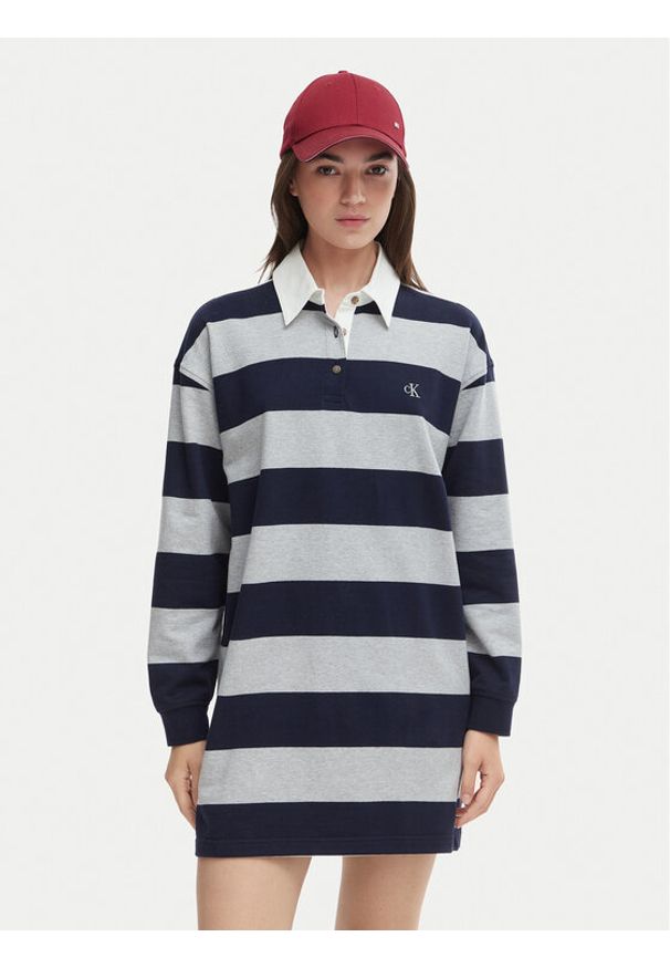Calvin Klein Jeans Sukienka codzienna LV047F214G Kolorowy Loose Fit. Okazja: na co dzień. Materiał: bawełna. Wzór: kolorowy. Typ sukienki: proste. Styl: casual