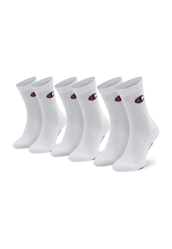 Zestaw 3 par wysokich skarpet dziecięcych Champion U34578 WW001 Wht/Wht/Wht. Kolor: biały. Materiał: materiał