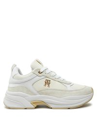 TOMMY HILFIGER - Tommy Hilfiger Sneakersy Th Chunky Feminine Runner FW0FW08616 Écru. Materiał: skóra, zamsz