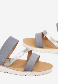 Renee - Niebieskie Klapki z Cyrkoniami Lirivine. Okazja: na co dzień, na imprezę, na plażę. Kolor: niebieski. Wzór: aplikacja. Styl: elegancki, casual #6