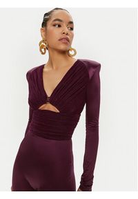 Elisabetta Franchi Kombinezon TU-019-46E2 Bordowy Slim Fit. Kolor: czerwony. Materiał: syntetyk #3