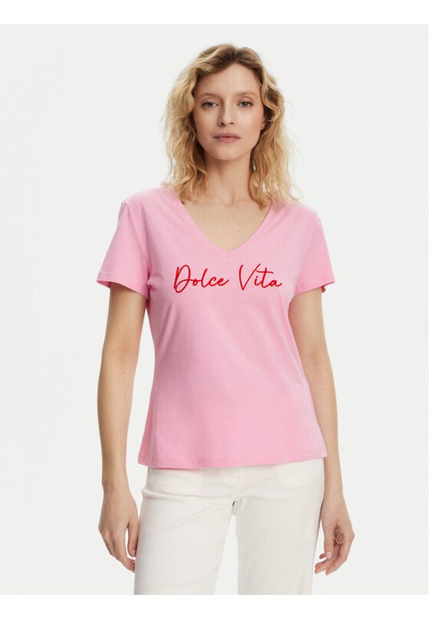 Morgan T-Shirt 251-DOLCE Różowy Regular Fit. Kolor: różowy. Materiał: bawełna