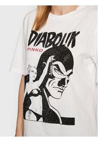 Pinko T-Shirt DIABOLIK Fabiola 1L1099 Y5SN Biały Regular Fit. Kolor: biały. Materiał: bawełna #4