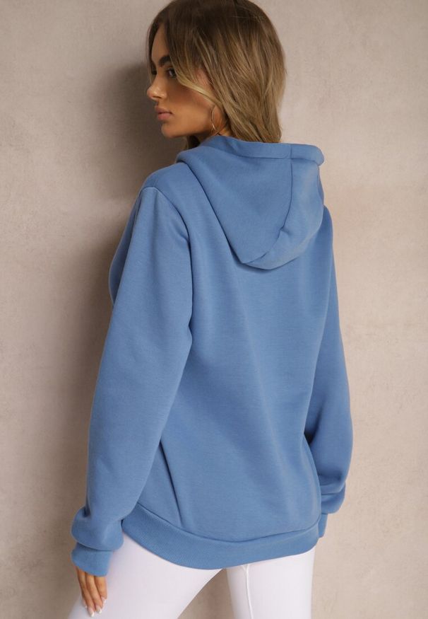 Renee - Niebieska Bluza Basic z Kapturem Corbetes. Typ kołnierza: kaptur. Kolor: niebieski. Materiał: tkanina, dresówka, prążkowany, polar. Długość rękawa: długi rękaw. Długość: długie. Wzór: gładki, jednolity