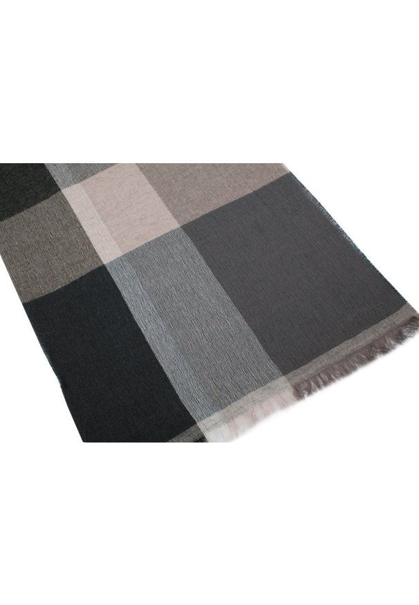 Duży Szal Męski - Wełniany z Domieszką Bawełny - V. Fraas - Odcienie Brązu i Beżu. Kolor: beżowy, brązowy, wielokolorowy. Materiał: bawełna, wełna. Sezon: zima, lato. Styl: elegancki, klasyczny