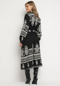 Born2be - Czarna Sukienka Koszulowa w Etno Wzór z Paskiem Avierira. Okazja: na co dzień. Kolor: czarny. Materiał: materiał, wiskoza. Typ sukienki: koszulowe. Styl: etno #5