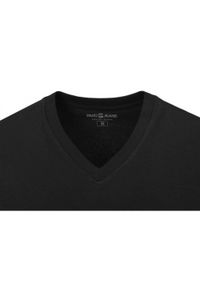 Koszulka Męska (T-Shirt) - Pako Jeans - Czarna, Dekolt V-Neck (Serek). Okazja: na co dzień. Kolor: czarny. Materiał: bawełna. Styl: casual #4
