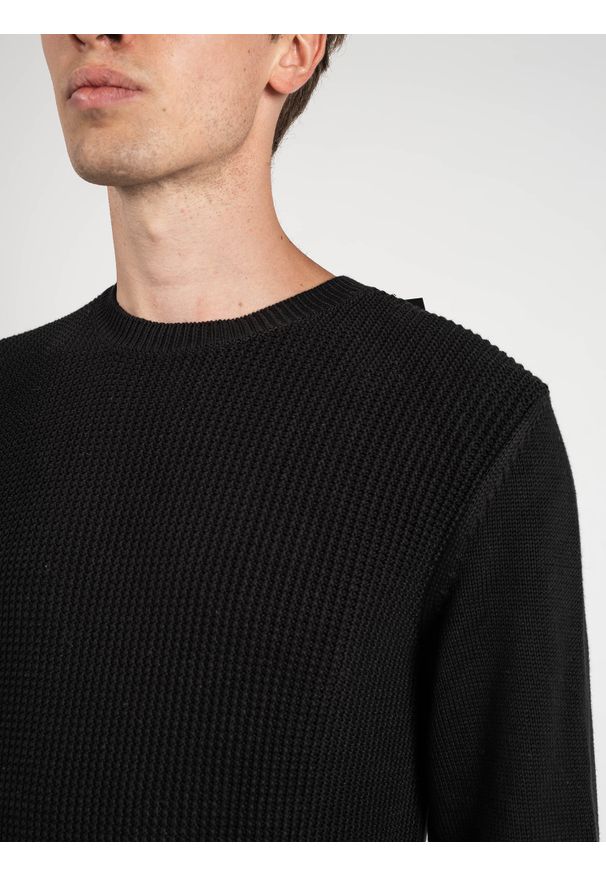 Les Hommes Sweter | LKK110 607L | Jumper With Zip | Mężczyzna | Czarny. Okazja: na co dzień. Kolor: czarny. Materiał: bawełna. Wzór: aplikacja. Styl: casual