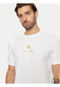 Karl Lagerfeld - KARL LAGERFELD T-Shirt 755461 551235 Biały Regular Fit. Typ kołnierza: dekolt w karo. Kolor: biały. Materiał: bawełna #4