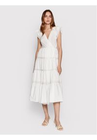 TwinSet - TWINSET Sukienka letnia 221TT2030 Biały Regular Fit. Kolor: biały. Materiał: bawełna. Sezon: lato #1