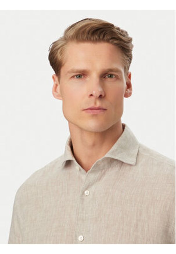 JOOP! Koszula Pai-W 30102661 Beżowy Regular Fit. Kolor: beżowy. Materiał: len