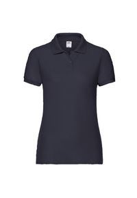 FRUIT OF THE LOOM - Koszulka Polo Damska. Typ kołnierza: polo. Kolor: niebieski