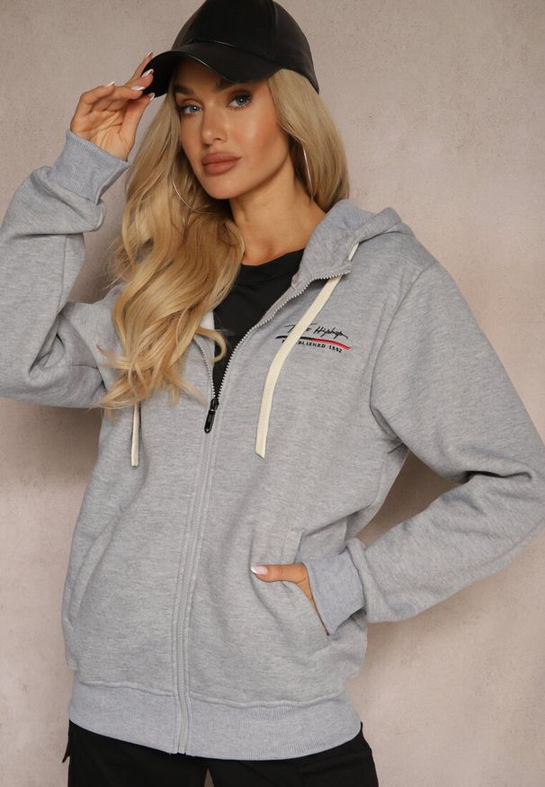 Renee - Szara Rozpinana Bluza z Dodatkiem Bawełny z Kapturem i Polarem Tadela. Okazja: na co dzień. Typ kołnierza: kaptur. Kolor: szary. Materiał: polar, bawełna. Styl: elegancki, casual
