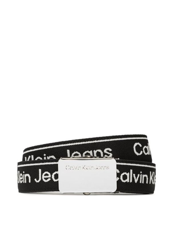 Calvin Klein Jeans Pasek Dziecięcy Logo Taupe Buckle Belt IU0IU00393 Czarny. Kolor: czarny. Materiał: materiał