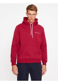 Champion Bluza Hooded Sweatshirt 219208 Bordowy Comfort Fit. Kolor: czerwony. Materiał: syntetyk, bawełna